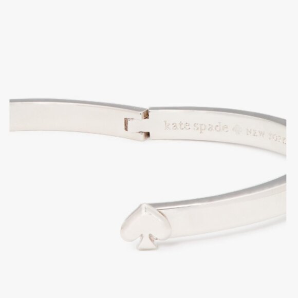 Women's Kate Spade New York Silver-Tone Spade Hinge Bangle Bracelet - Picture 2 of 4